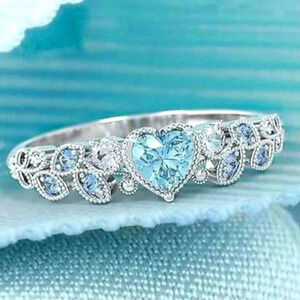 💥NEW 925 STERLING SILVER HEART SHAPE DIAMOND ETERNITY RING, L081